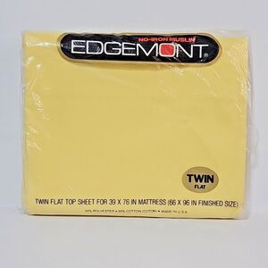 Vintage Cannon Edgemont Twin Flat Sheet NOS Butter Yellow Soft Muslin Fabric USA